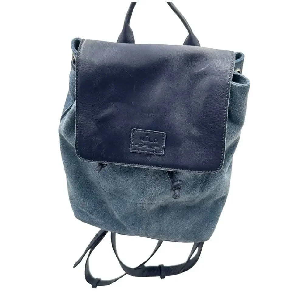 MILO - women's EMILY blue suede leather backpack / CANADA